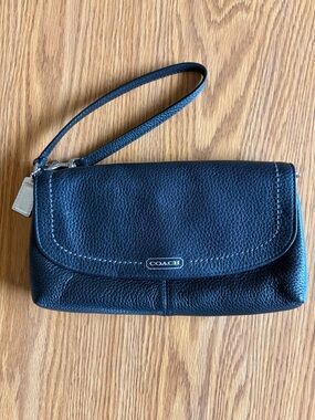 Coach Campbell Black Soft Leather Wristlet